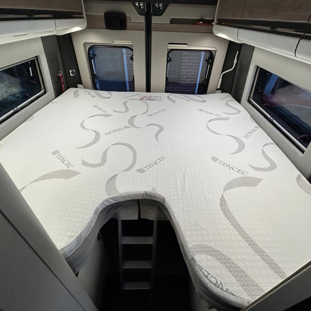 High-density marine foam mattress topper for boats by CaravanMattresses, available in three depth options for customized com