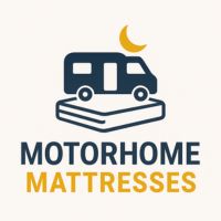 Logo for Motorhome Mattresses with a van and mattress icon on a white background